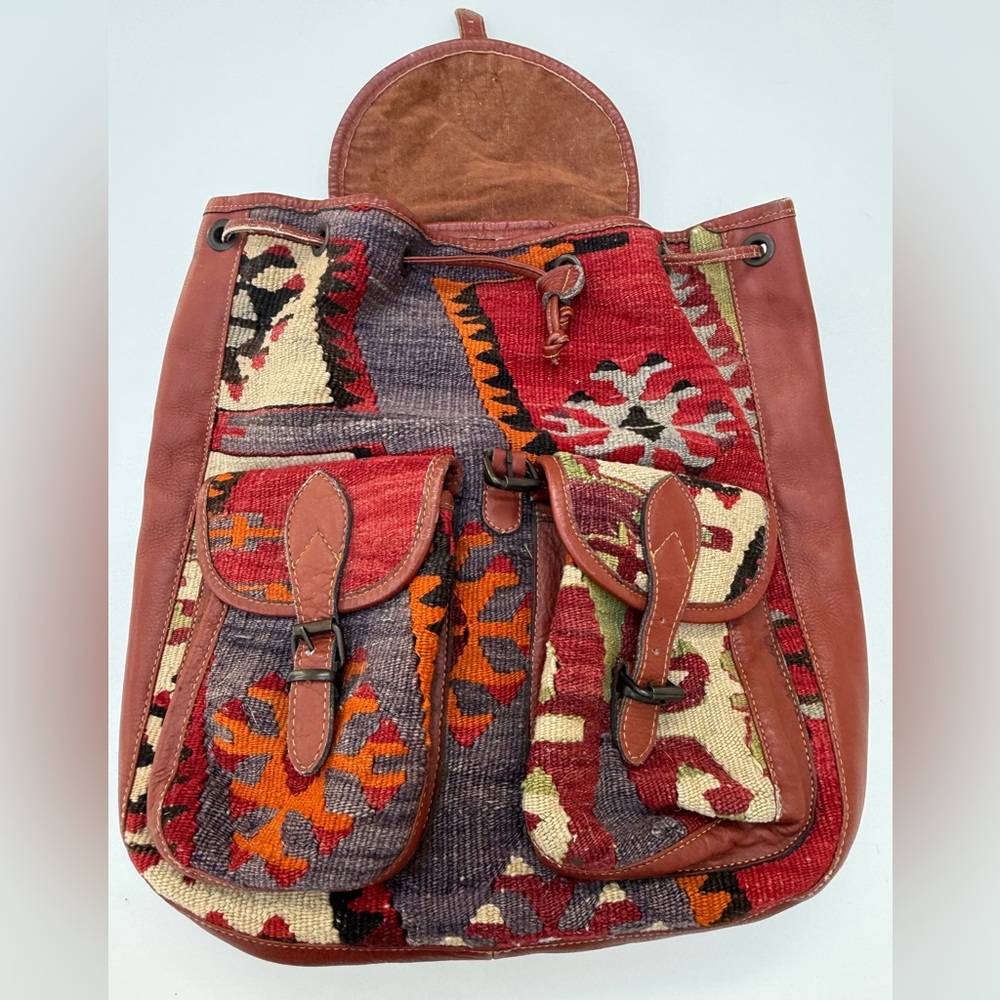 Vintage Wool Patterned Women's Backpack - image 7